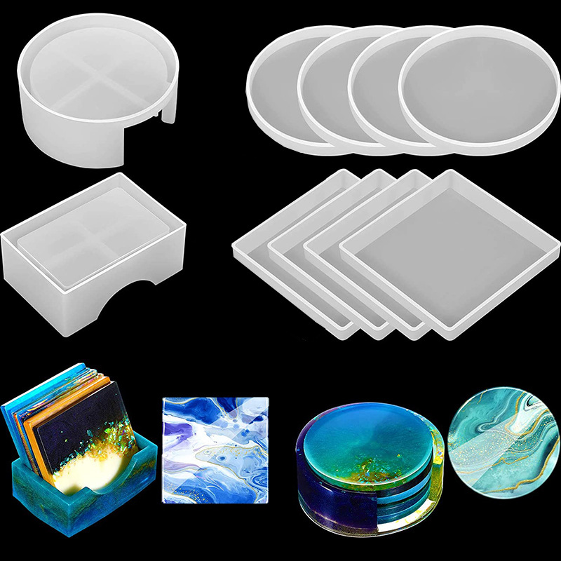 Coffee Equipment And Tools - Round Square Coaster Silicone Mold DIY